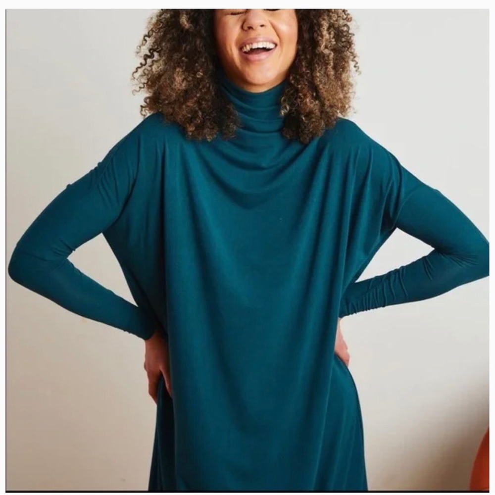 MIMU MAXI teal turtle neck dress